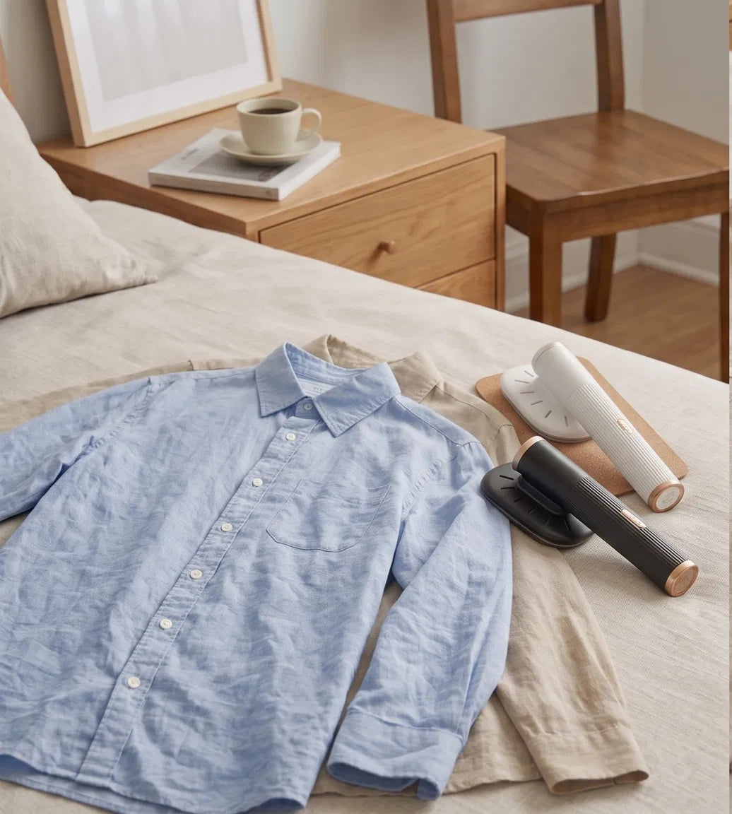 Chemise repassée avec le fer vapeur portable